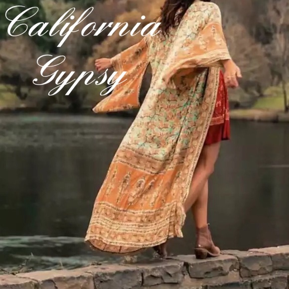 Bohemian Floral Kimono Duster Coverup - Picture 11 of 12